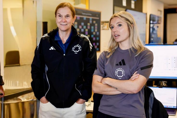 Morgan Colley ’17 alongside Jill Ellis