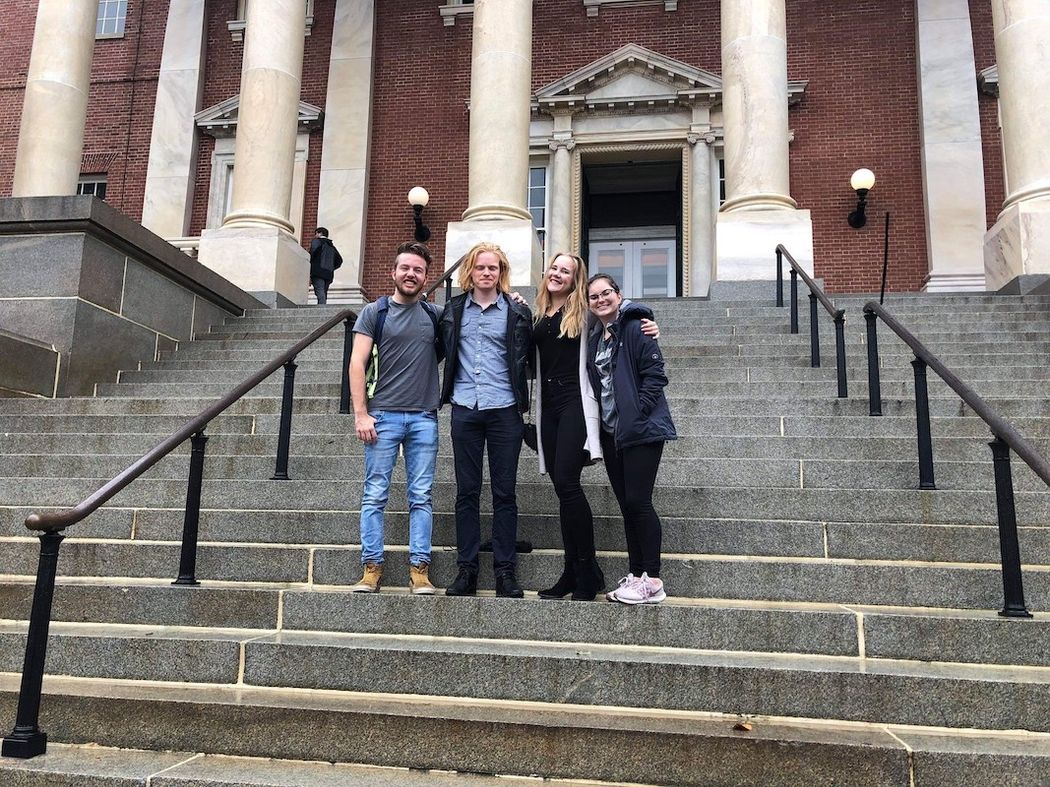 Rollins students on the steps of The American University.