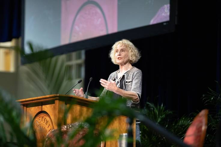 Law professor and philosopher Martha Nussbaum speaking at Rollins.