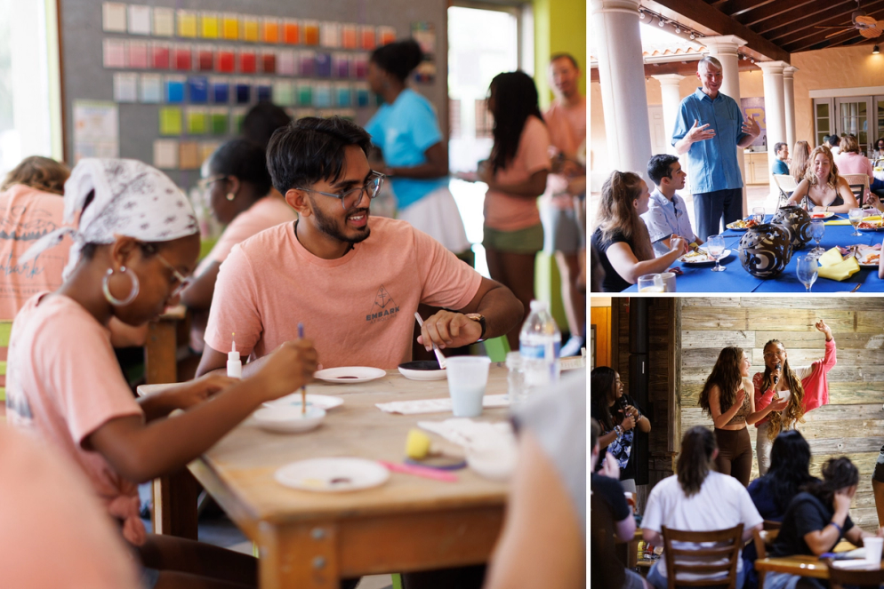 A grid of students participating in EMBARK activities. 