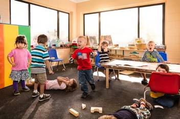 Students of Rollins College's Child Development Center play make believe and show off their best meltdown poses.