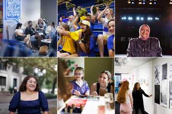A grid of images depicting Rollins students.