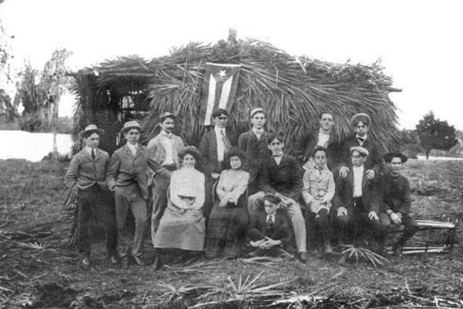 An archival photo of Cuban students at Rollins College in the early 20th century.