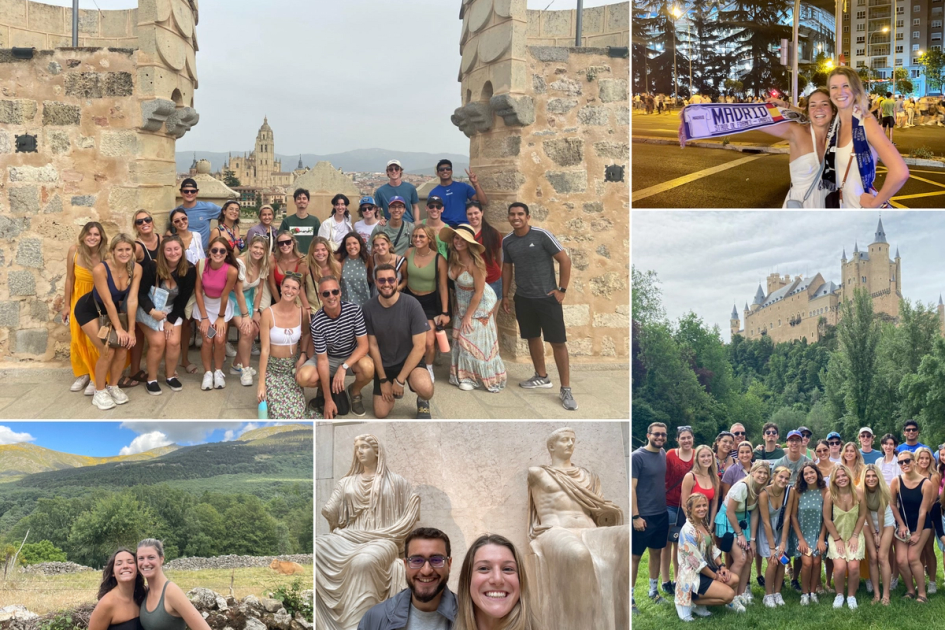 A grid of five photos of students enjoying the Verano Espanol study abroad program.