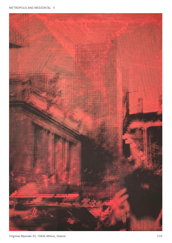 Plakat til Frederik Egesborgs udstilling Meeeental II i Metaxourgeio, Athen 2025