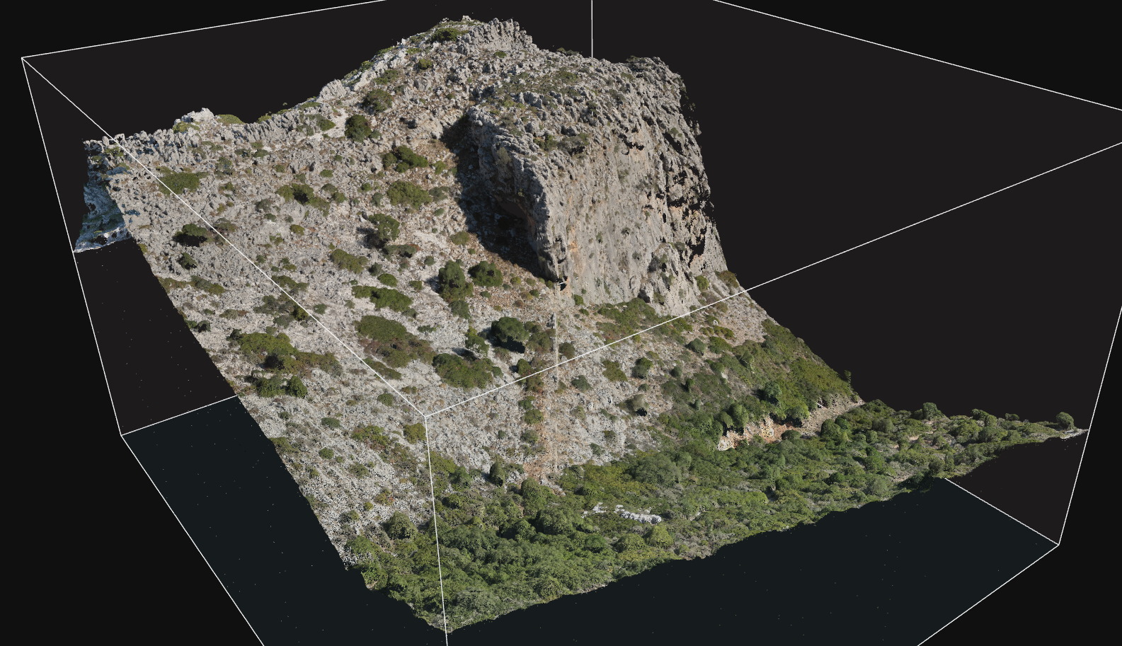 Figure 4 – Textured model of the site generated from drone imagery. (Model: Frederik Vingaard © Project Pangali).