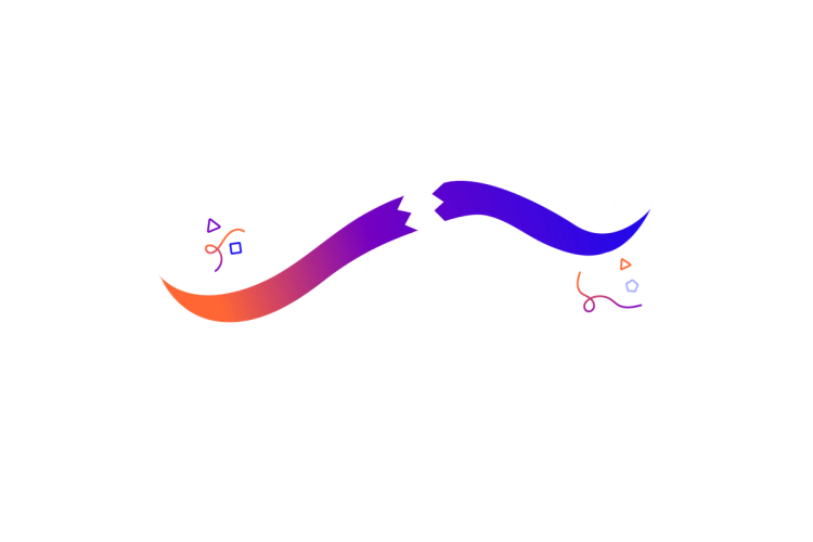 Illustration of a happy person running through a ribbon