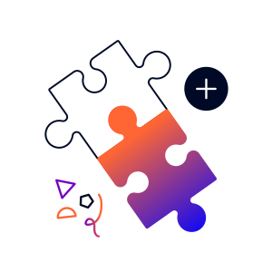 Two puzzle pieces with a plus symbol next to them