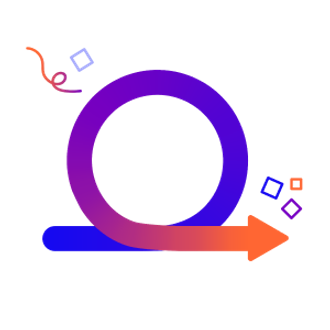 An arrow goes into a circle before going back out in the same direction it came in from