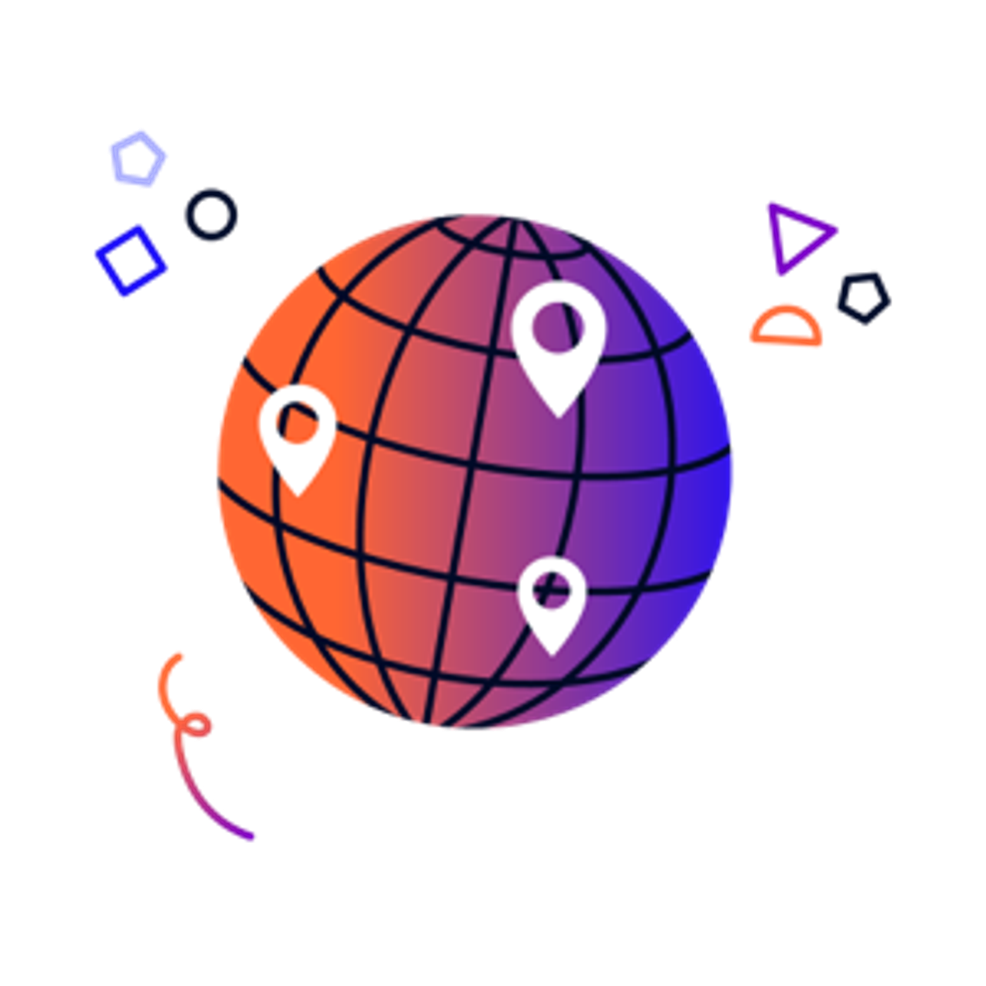 Pins on a globe