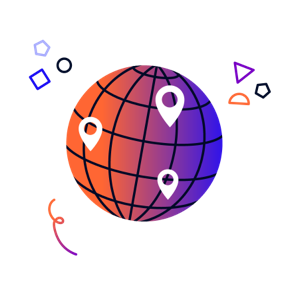 Pins on a globe