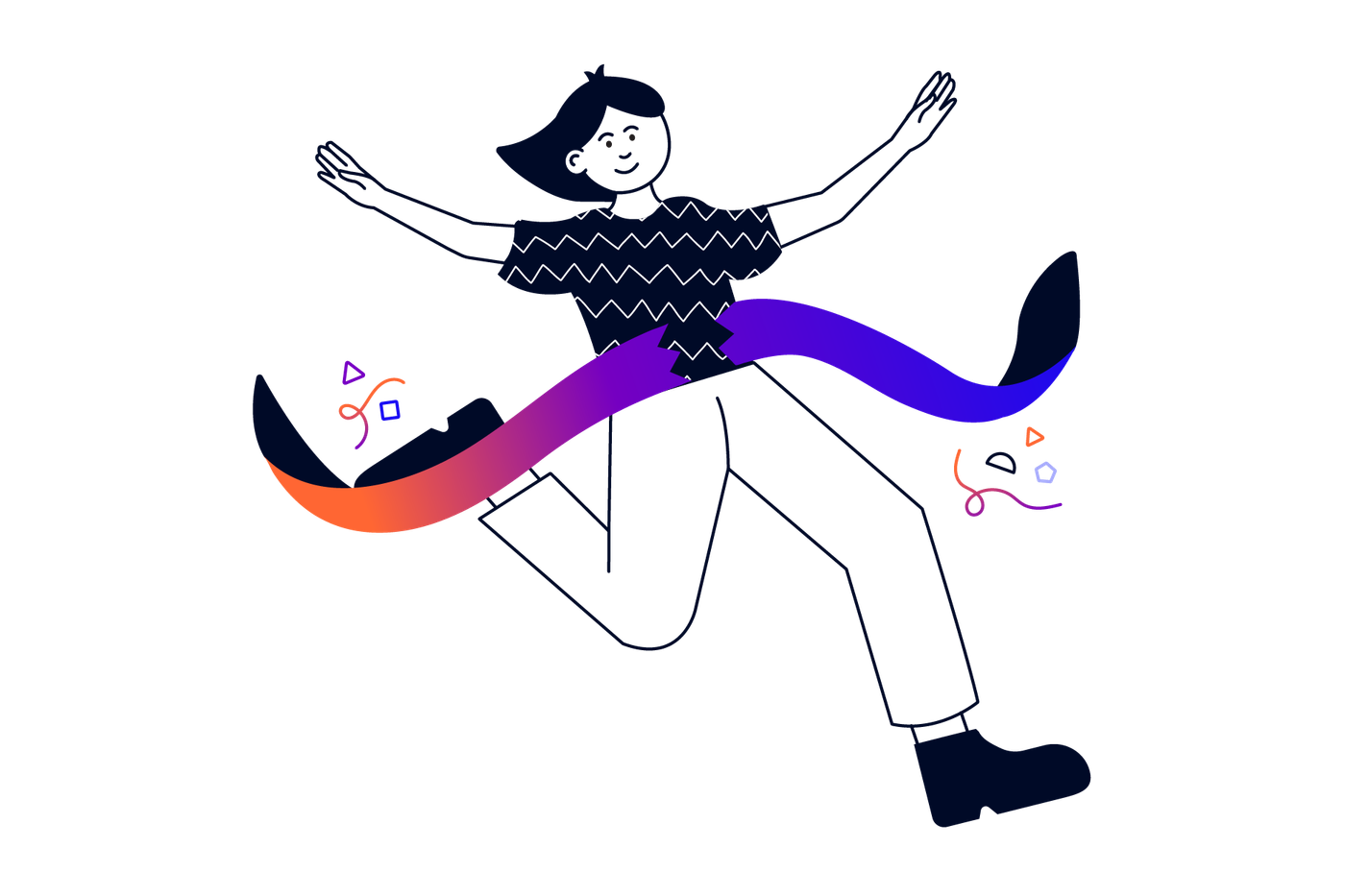 A person crossing a finish line first