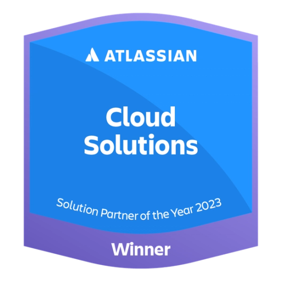 Atlassian Cloud Solutions: Solution Partner of the Year 2023 winner badge