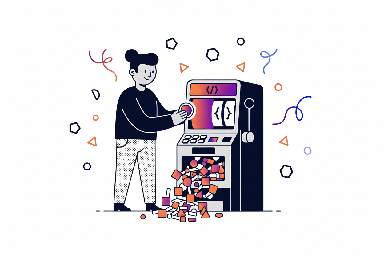 A person inserting a token into the data slot machine