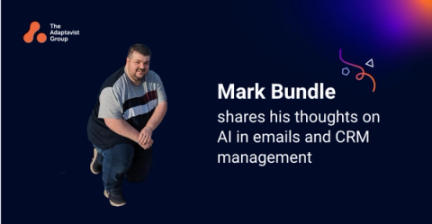 Mark Bundle kneels on one knee, accompanied by text that reads: 'Mark Bundle discusses the role of AI in email and CRM management