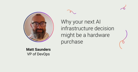 Headshot of Matt Saunders with text 'Why your next AI infrastructure decision might be a hardware purchase', and The Adaptavist Group logo