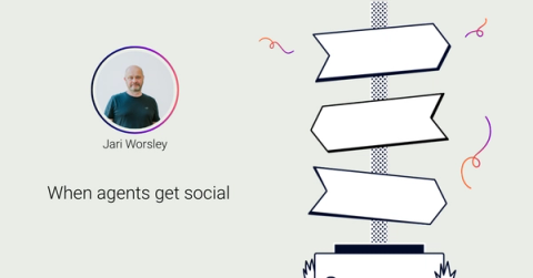 Photo of Jari Worsley, next to the title when agents get social and a logo of Upscale part of The Adaptavist Group