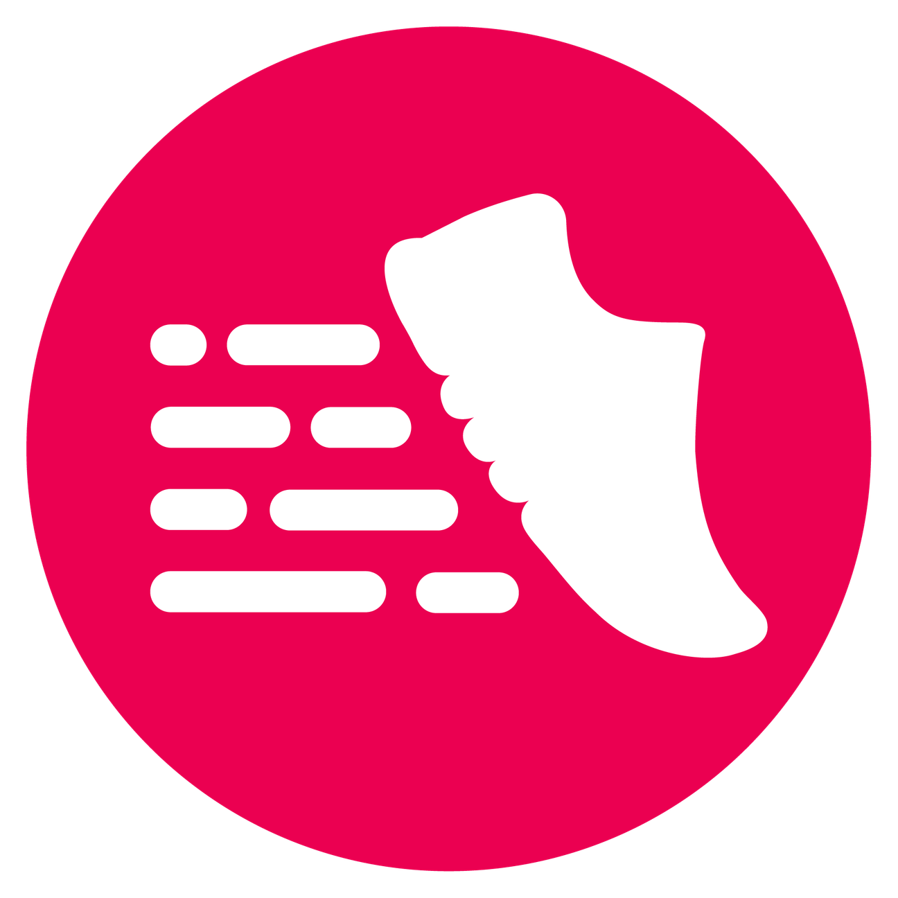 The ScriptRunner icon of a white trainer against a pink circle