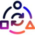 Three shapes connected in a cycle by arrows