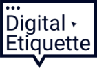 Digital Etiquette logo, a speech bubble resembling a monitor
