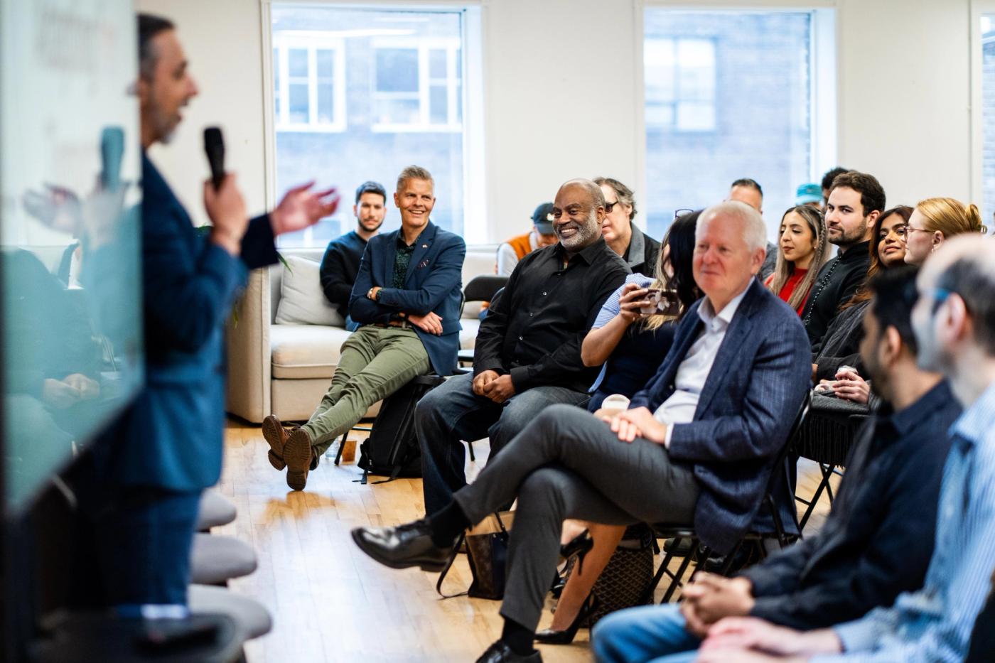 Harp Athwal addressing the audience