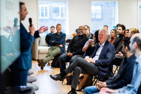 Harp Athwal addressing the audience