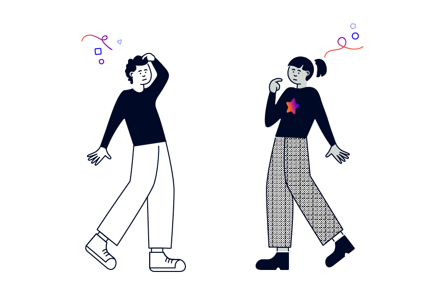 A confused man and woman