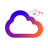 An icon of a cloud with colourful confetti shapes