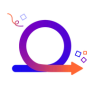 A looping circular arrow surrounded by colourful shapes