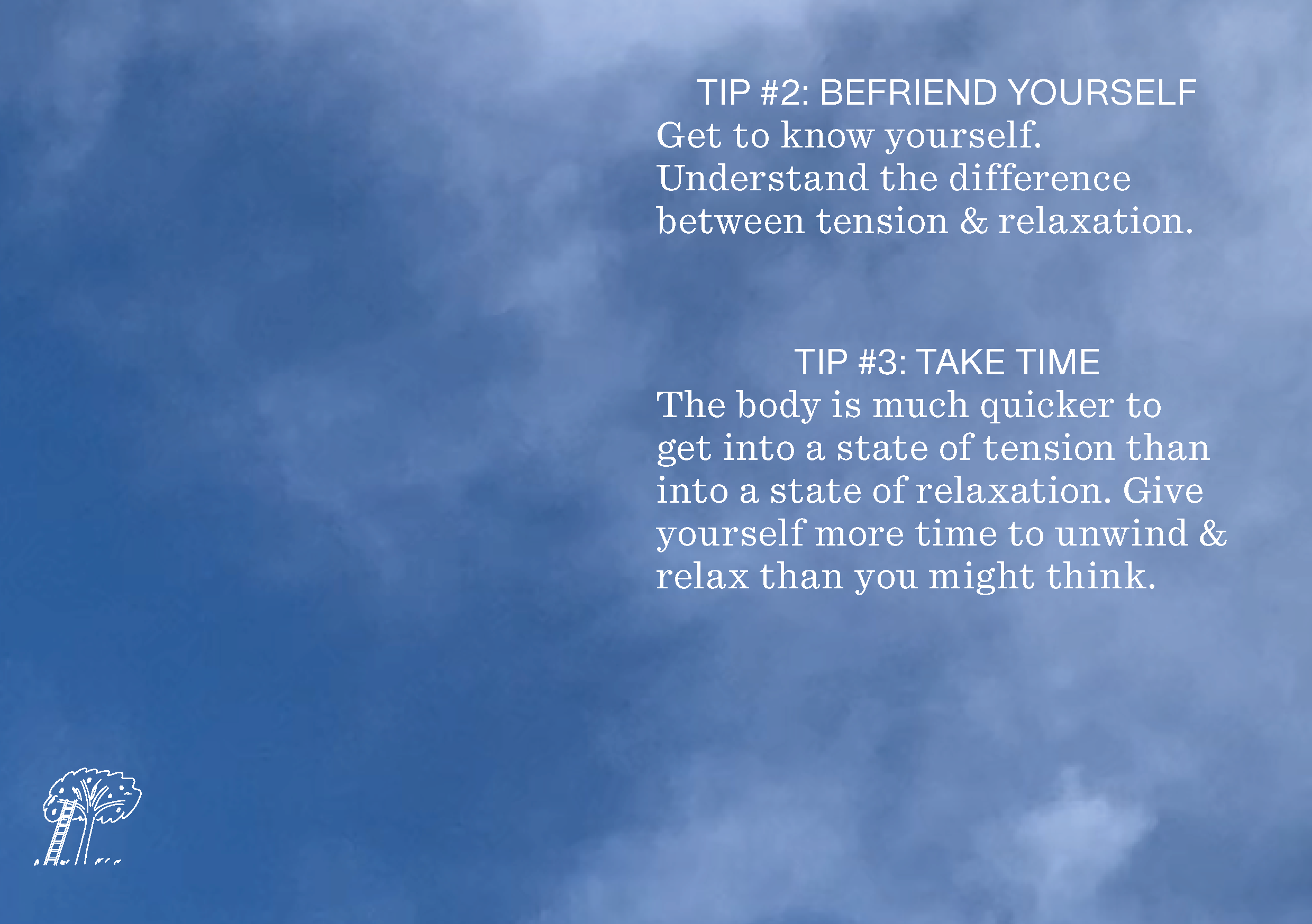 Image of sky with Tip #2 and #3 written in white writing