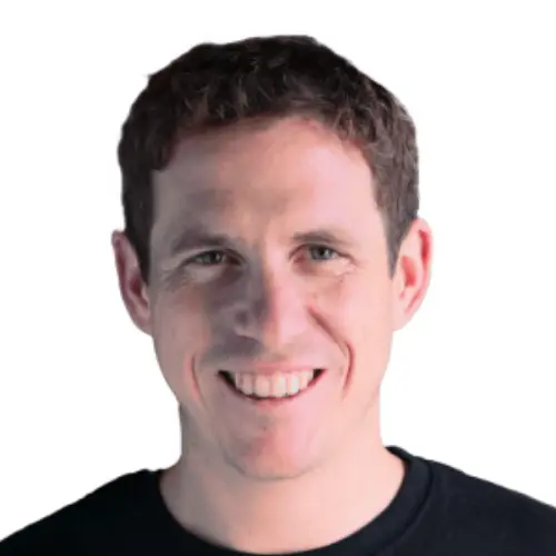 headshot of jesse morris on a white background and in a black crew neck t-shirt