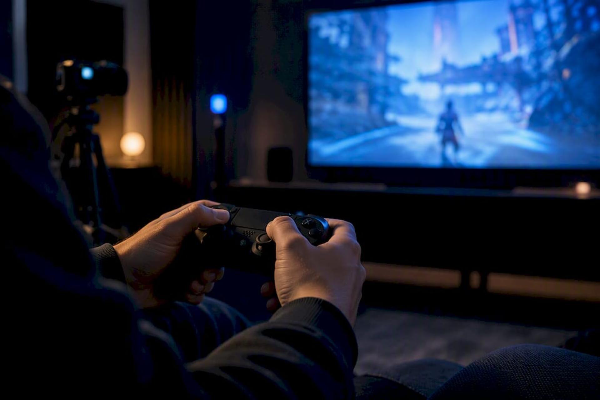Tester participating in a closed beta playtest