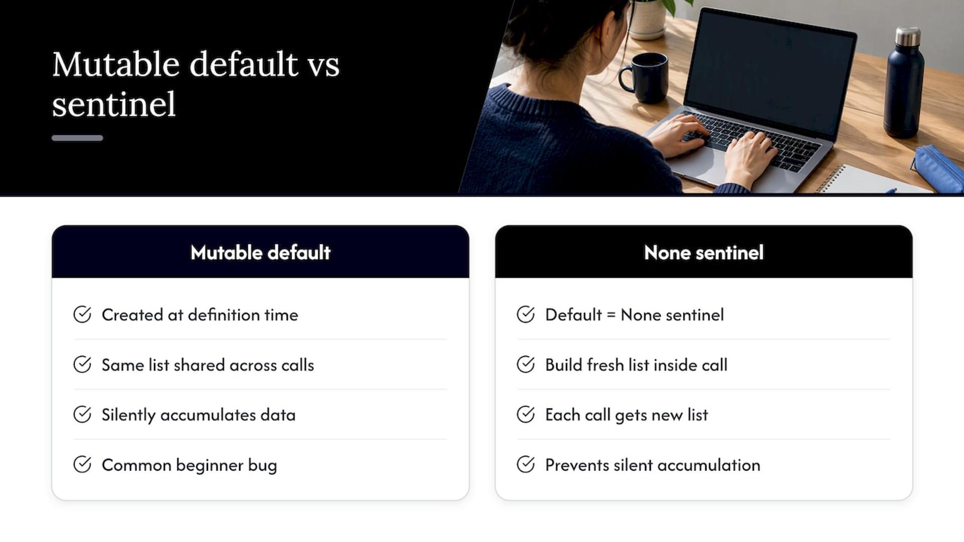 Mutable default list versus fresh list
