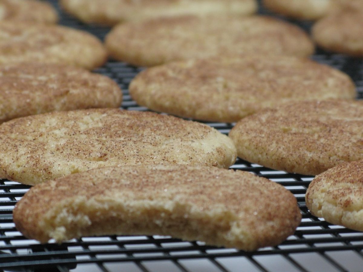 A stack of cinnamon sugar snickerdoodle cookies