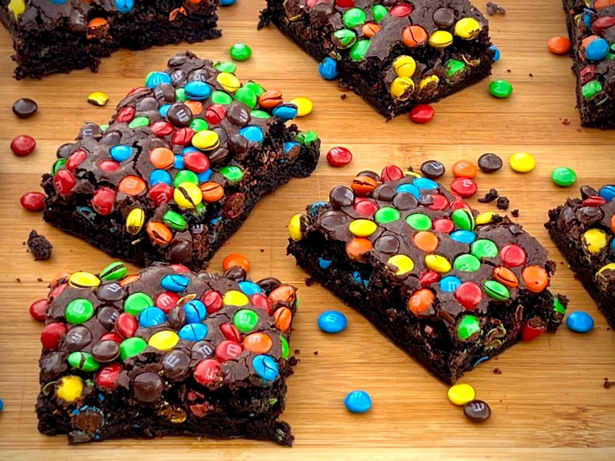 Easiest Gluten-Free M&M Brownies