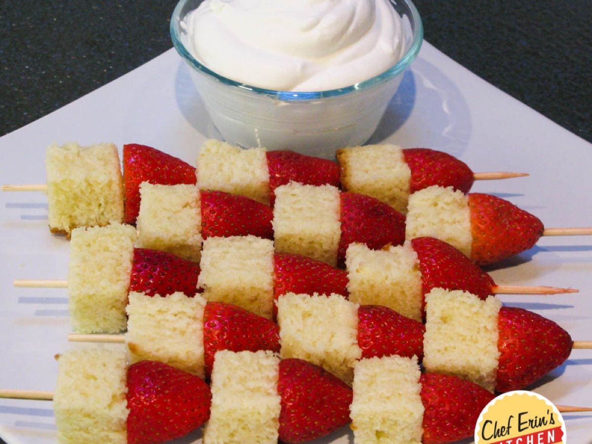 Strawberry Shortcake Kabobs with Fruit Dip