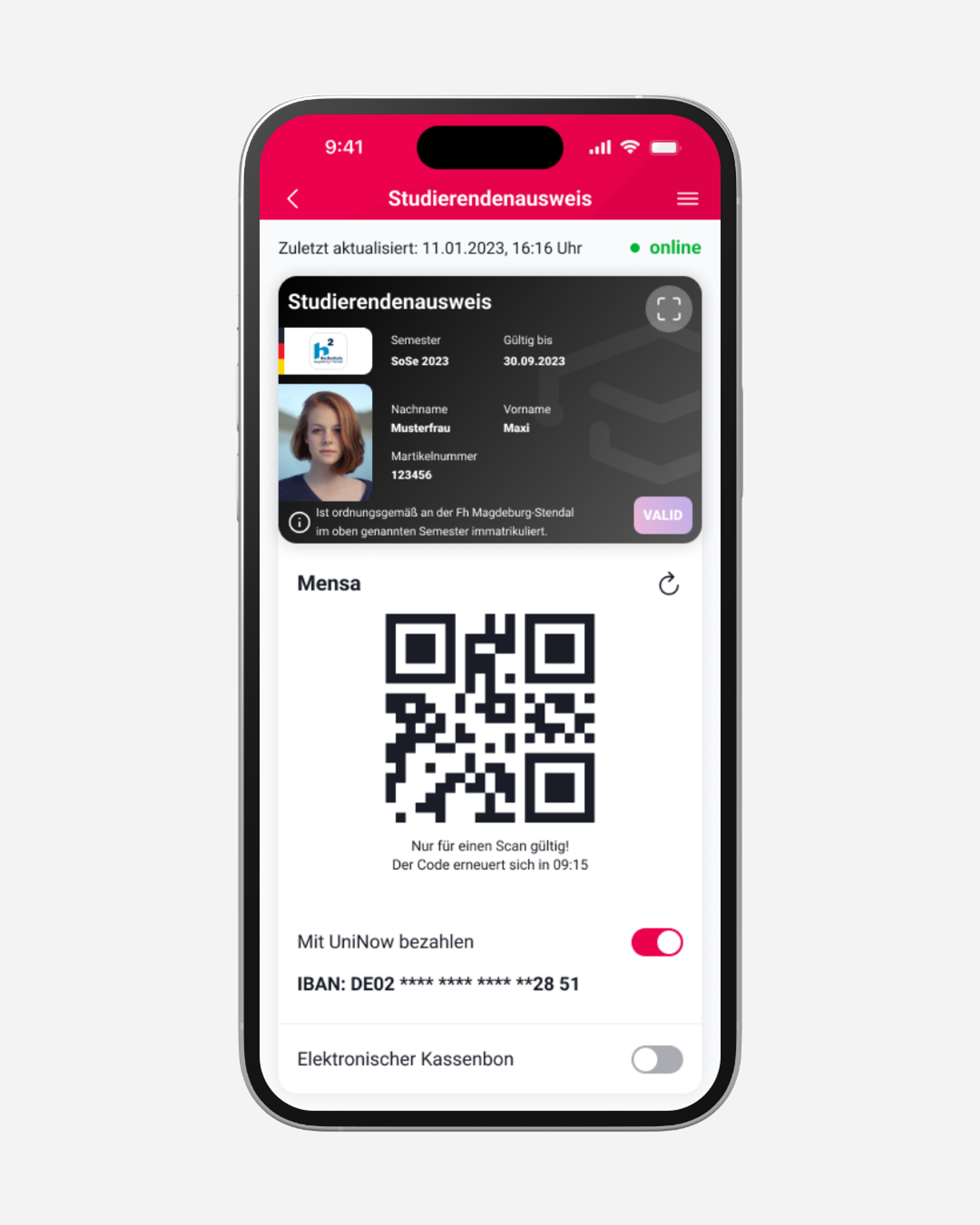 UniNow Pay Screen