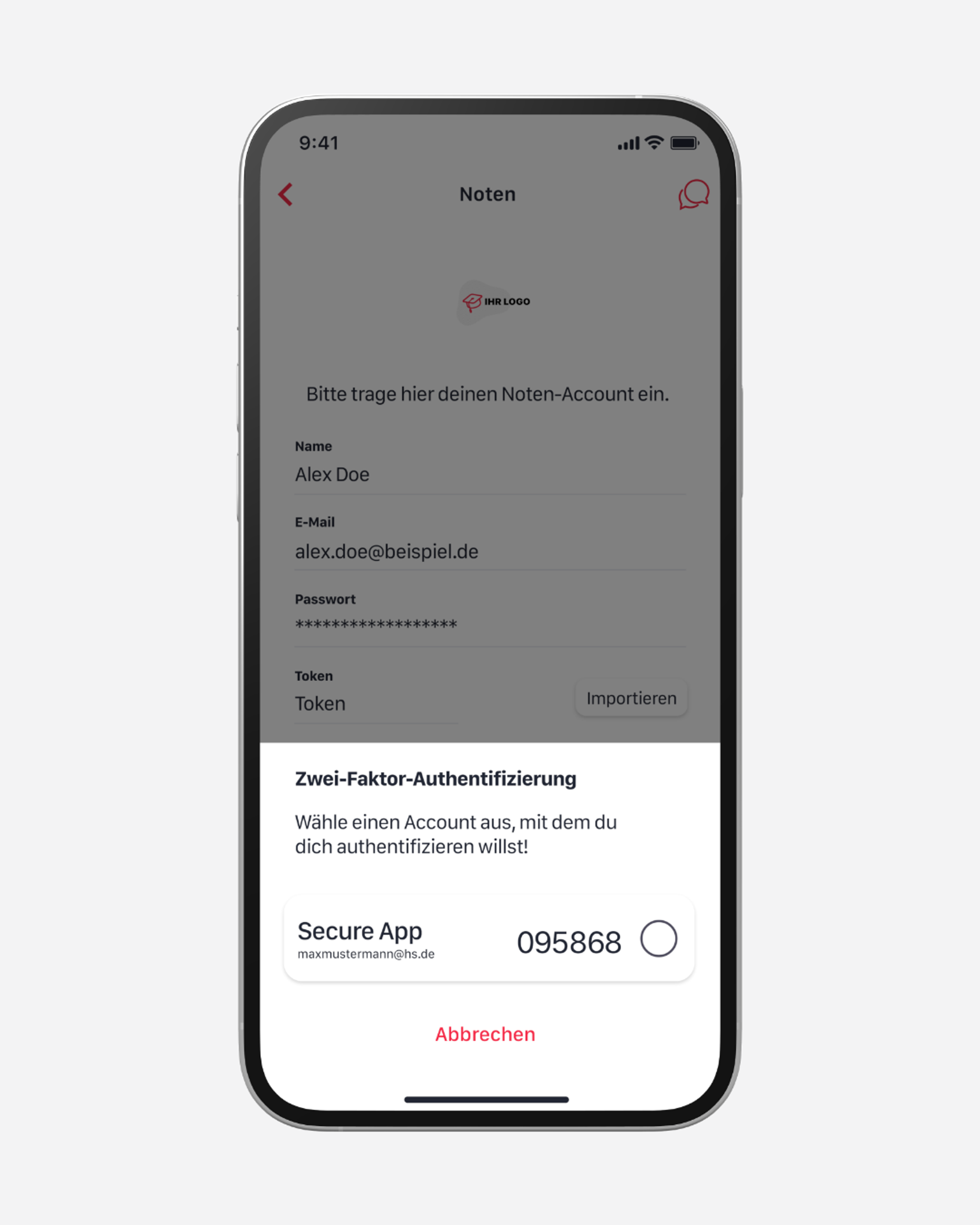 Die Zwei-Faktor-Authentifizierung schützt sensible Hochschulbereiche mit einem zusätzlichen Sicherheitslayer. Durch biometrische Authentifizierung, PIN und verschlüsselte Datenspeicherung wird die App deutlich sicherer und DSGVO-konform betrieben.