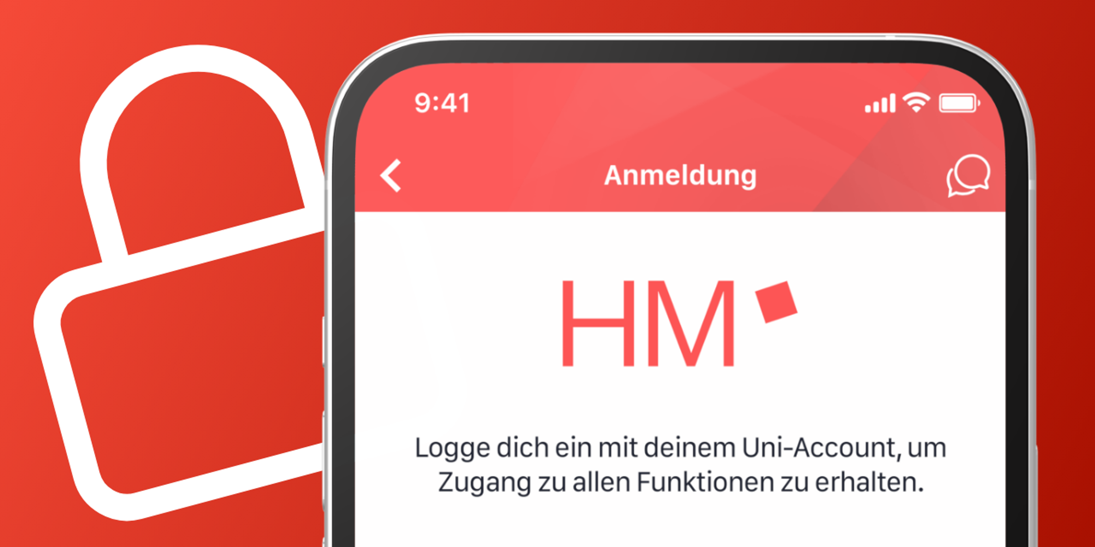 Access barrier – login screen with university authentication and guest access for app access control