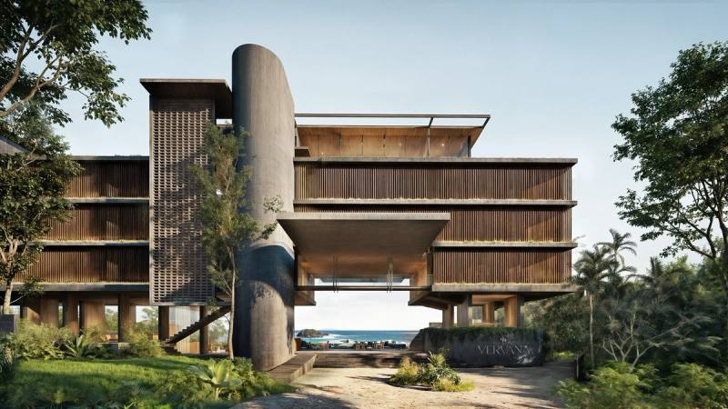 Render of the arrival approach to MARE Beach Condos