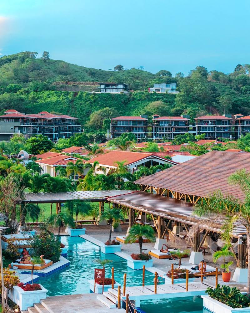 Blue Venao's shared pool and thatched bar