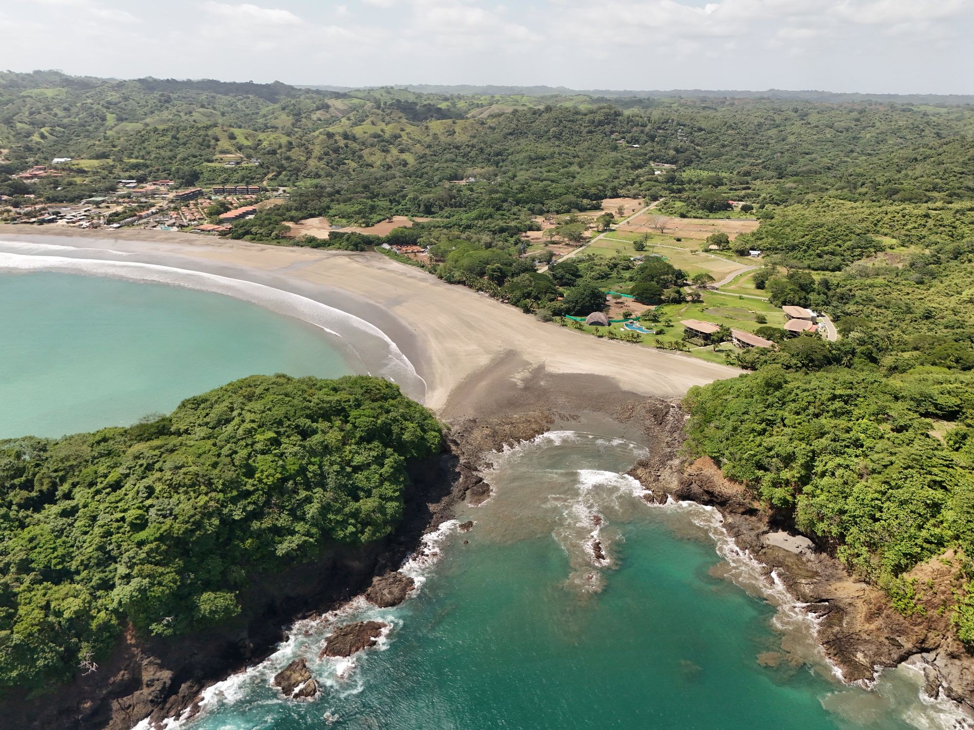 The rocky cove at the edge of Villa Marina, from the air
