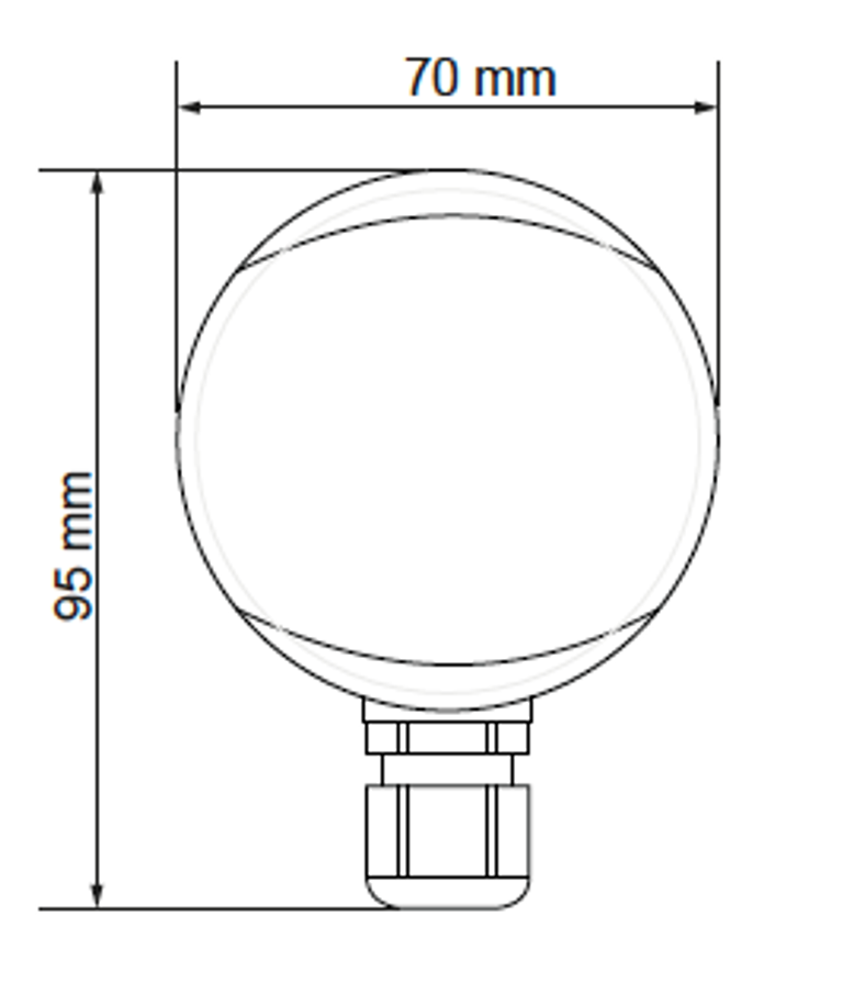Dimensiones del transmisor de humedad para conducto KLK de Produal