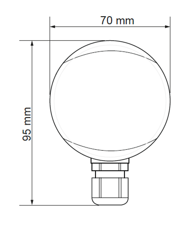 Dimensiones del Sensor de Temperatura para Conducto TEK de Produal