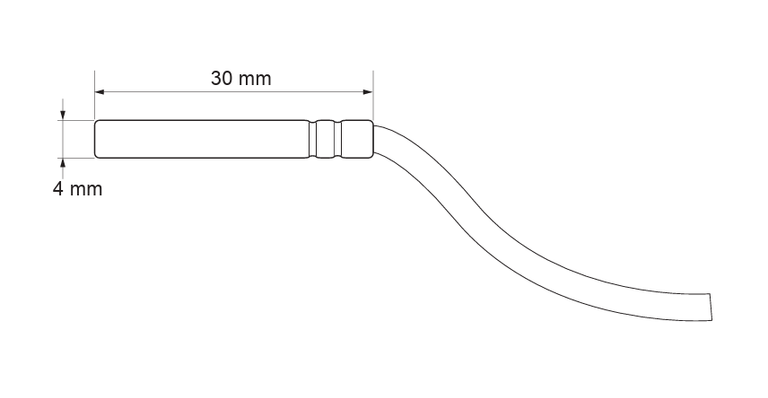 Dimensiones del sensor de temperatura de cable TEKY4-6-6S de Produal