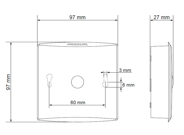 Dimensiones del temporizador electrónico ETT de Produal