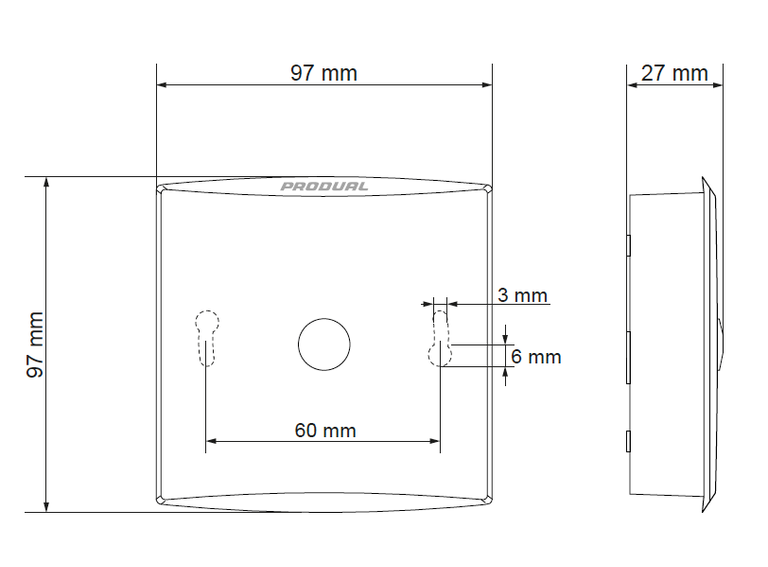 Dimensiones del temporizador electrónico ETT de Produal