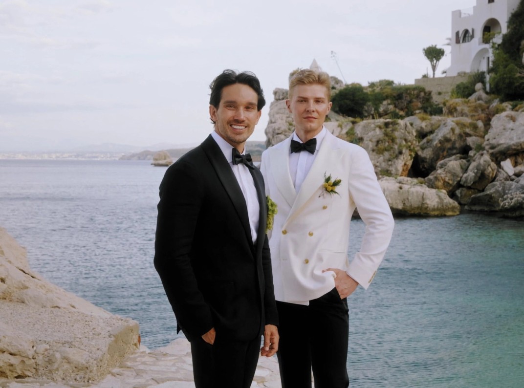 Robert and Erik on the rocks above the Mediterranean at Tonnara di Scopello, Sicily, Italy