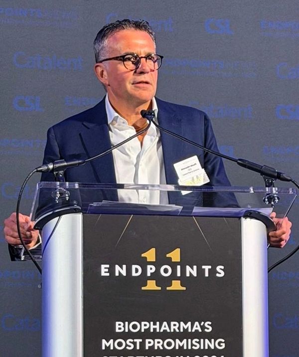 Alessandro Maselli speaking at the 2026 Endpoints 11 Awards