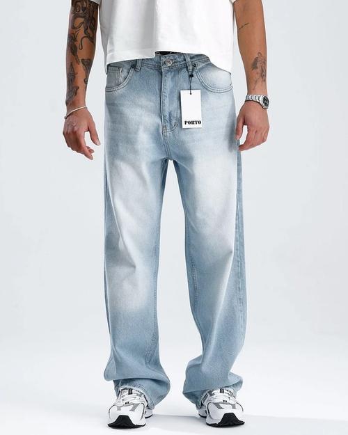 Porto straight jeans sky clouds